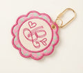 Monogram Bag Charm — Embroidered Scalloped Keyring