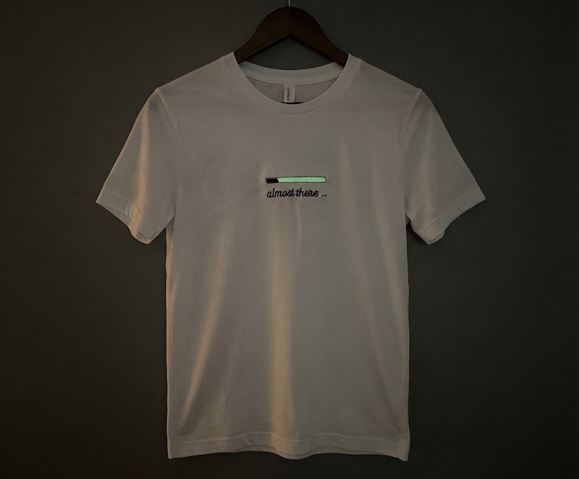 Almost There Tee — Glow-in-the-Dark Embroidered Loading Bar