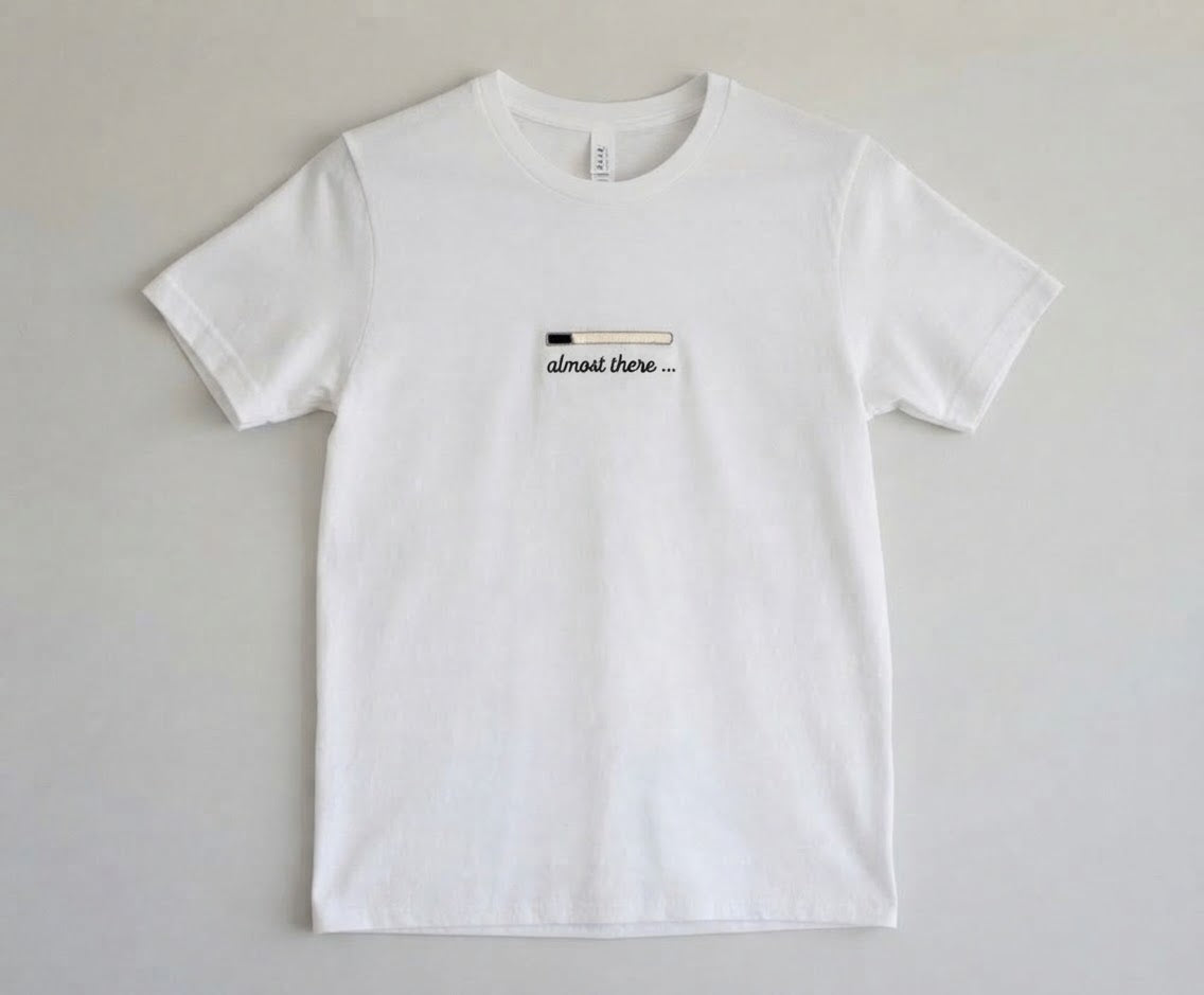 Almost There Tee — Glow-in-the-Dark Embroidered Loading Bar