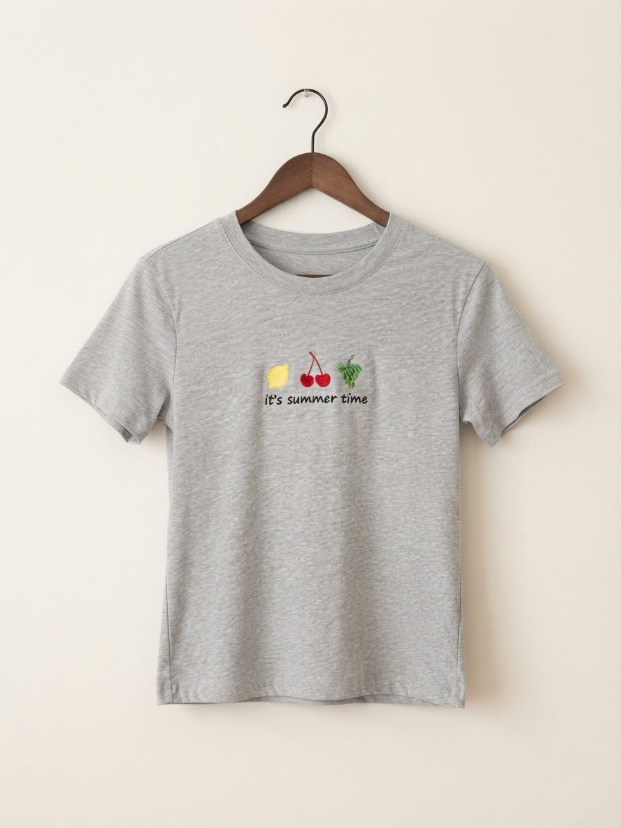 It's Summer Time Tee — Women's Embroidered Fruit