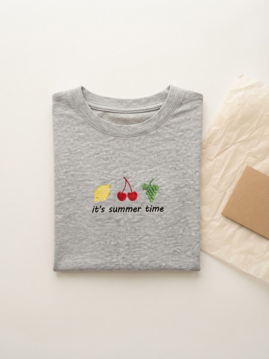 It's Summer Time Tee — Women's Embroidered Fruit