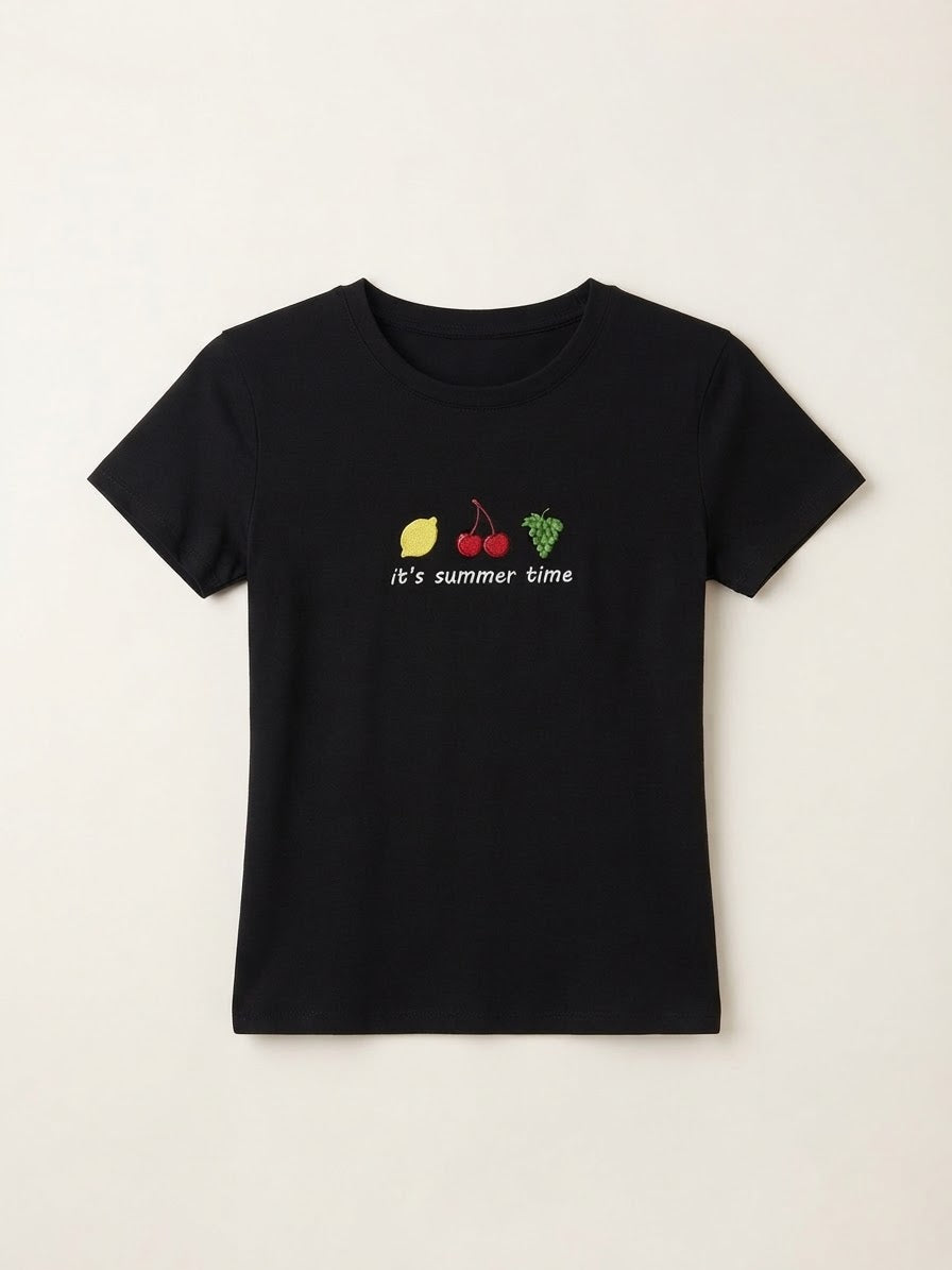 It's Summer Time Tee — Women's Embroidered Fruit