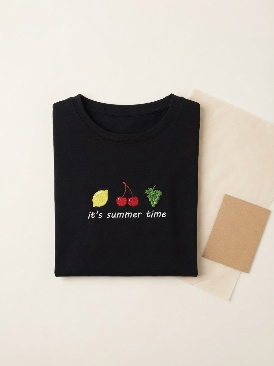 It's Summer Time Tee — Women's Embroidered Fruit