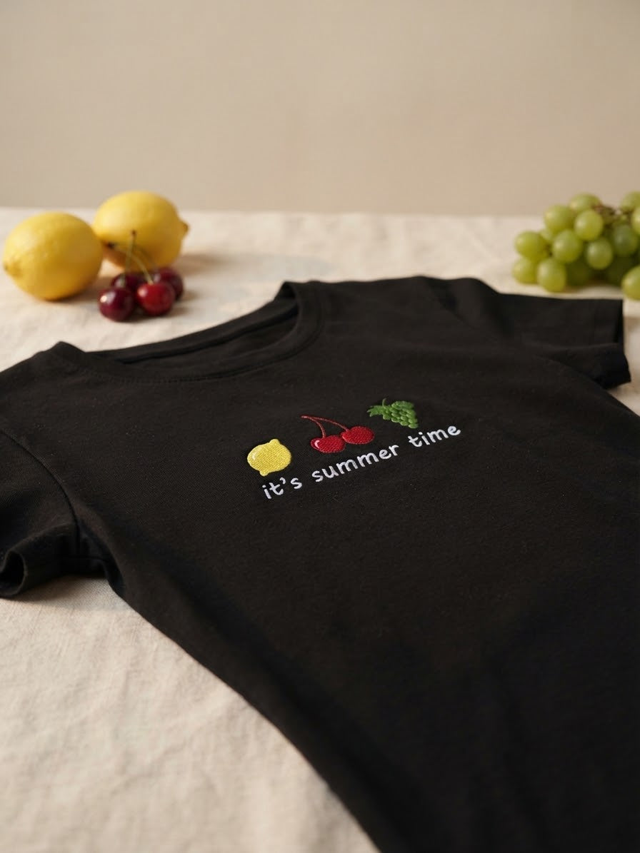It's Summer Time Tee — Women's Embroidered Fruit