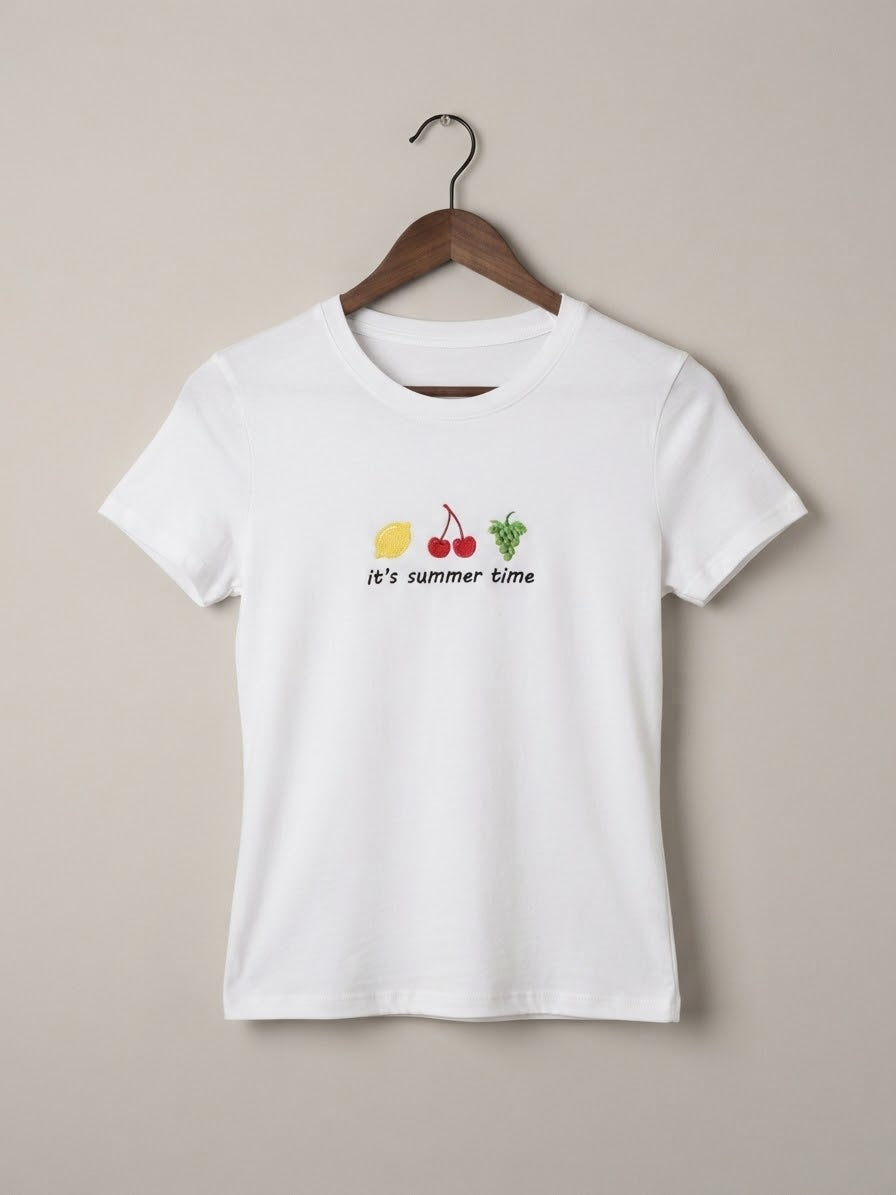 It's Summer Time Tee — Women's Embroidered Fruit