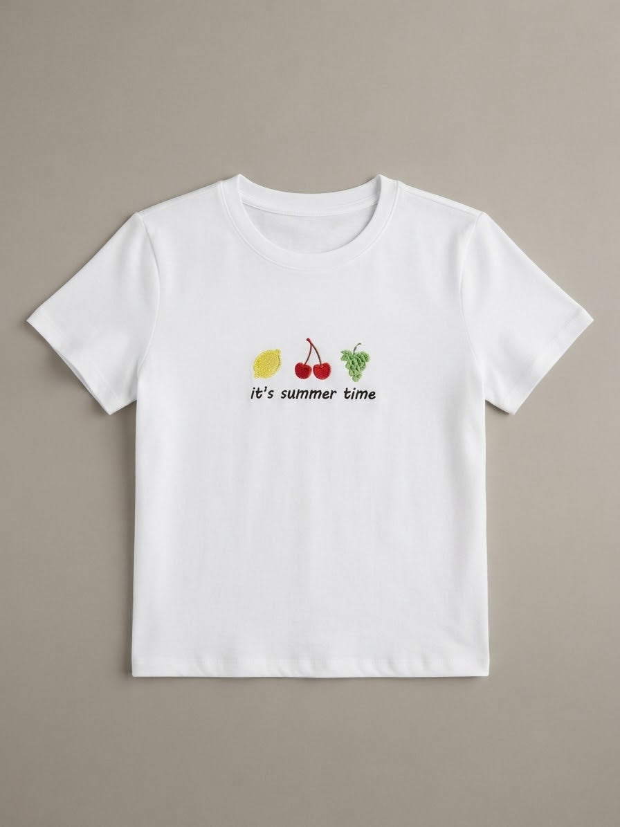It's Summer Time Tee — Women's Embroidered Fruit