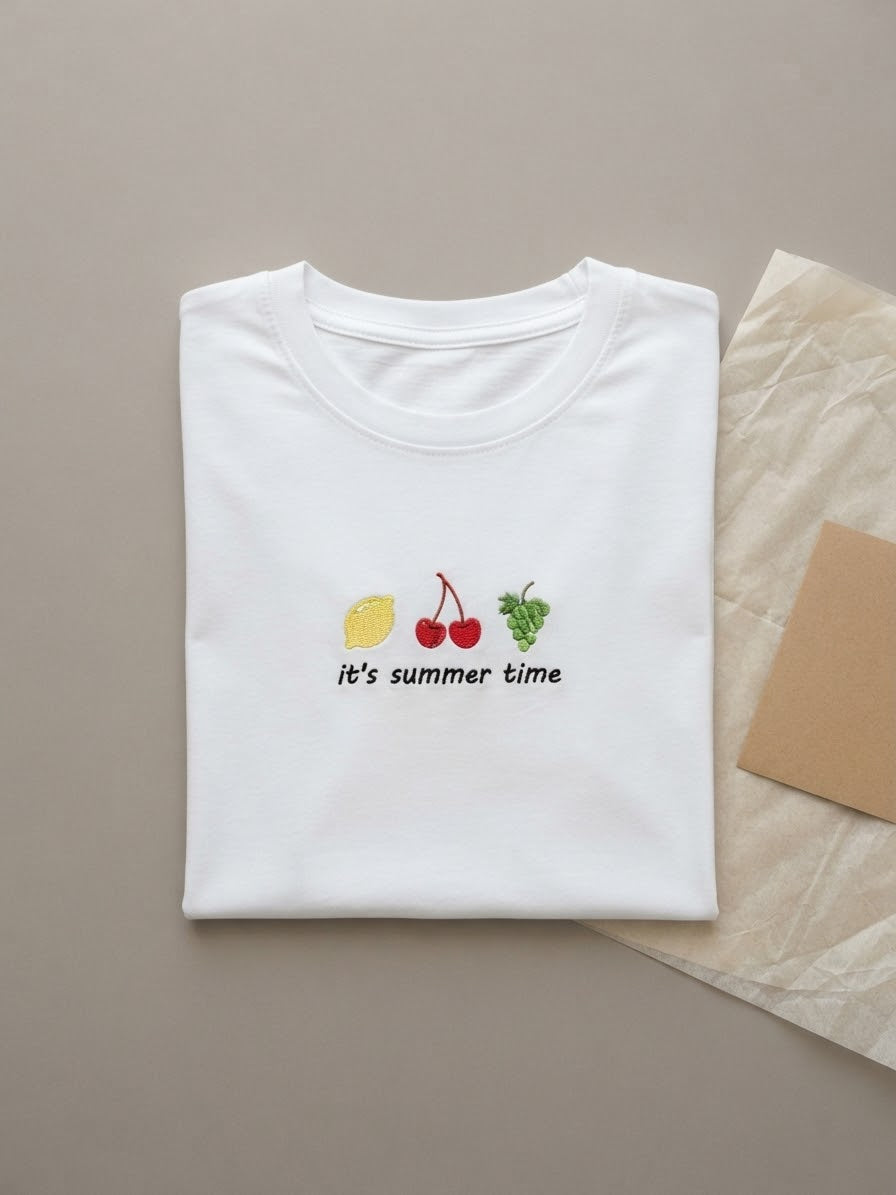 It's Summer Time Tee — Women's Embroidered Fruit
