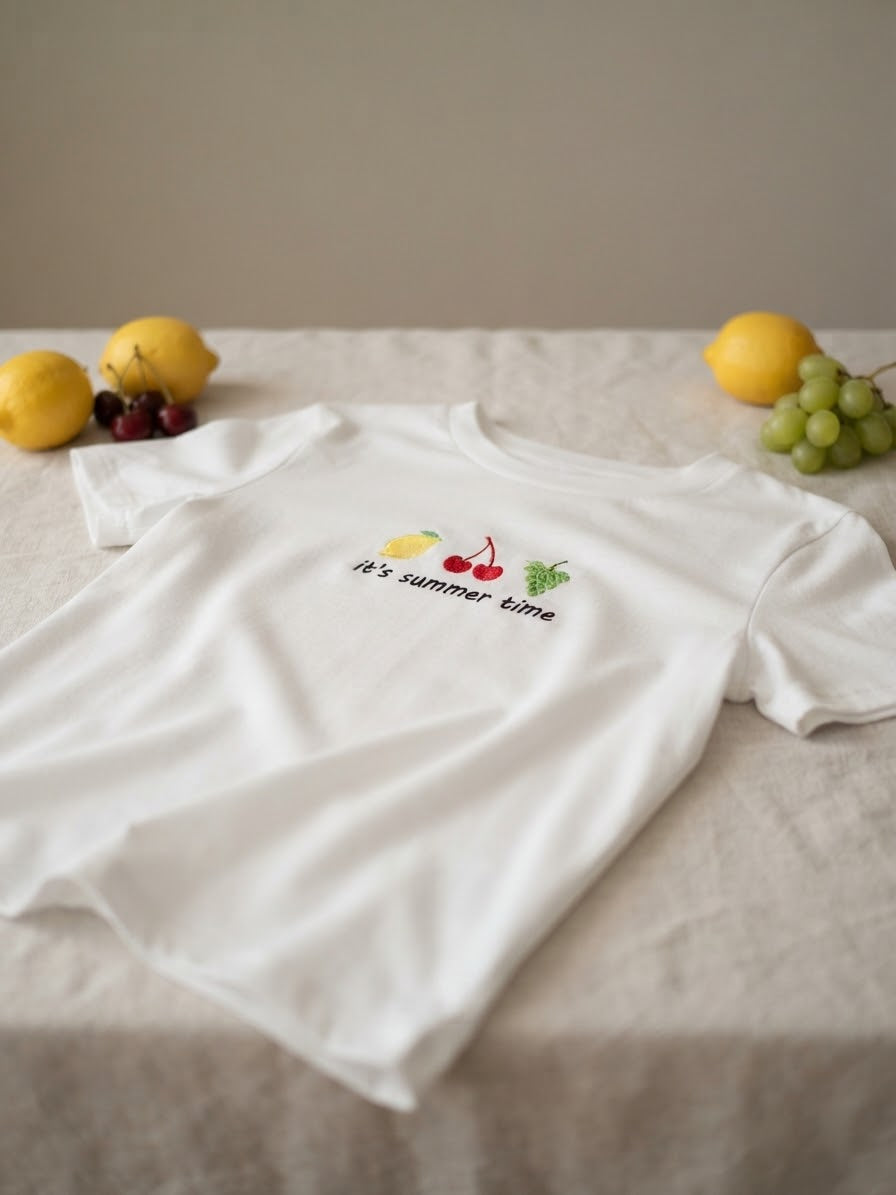 It's Summer Time Tee — Women's Embroidered Fruit