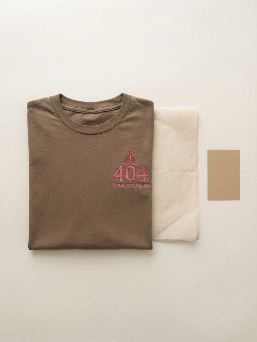 404 Brain Not Found Tee — Embroidered