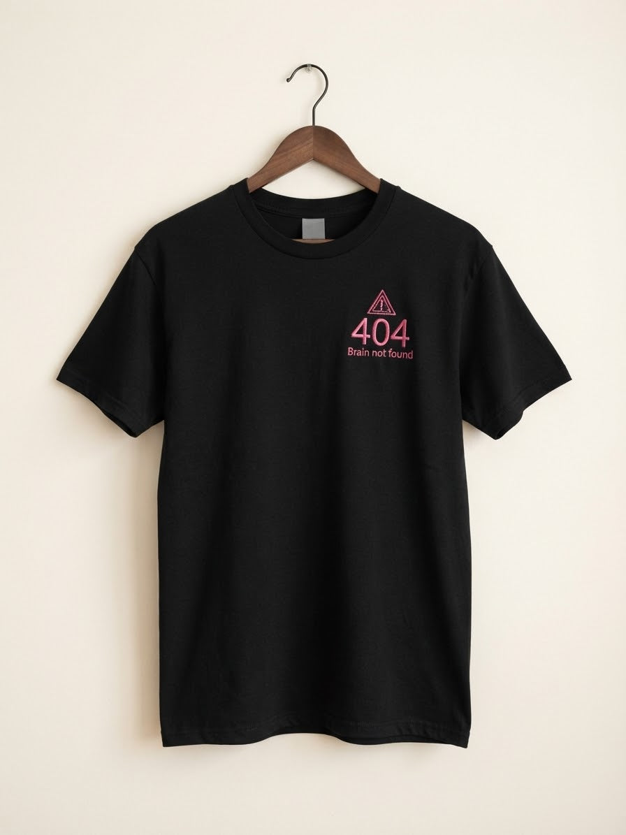 404 Brain Not Found Tee — Embroidered