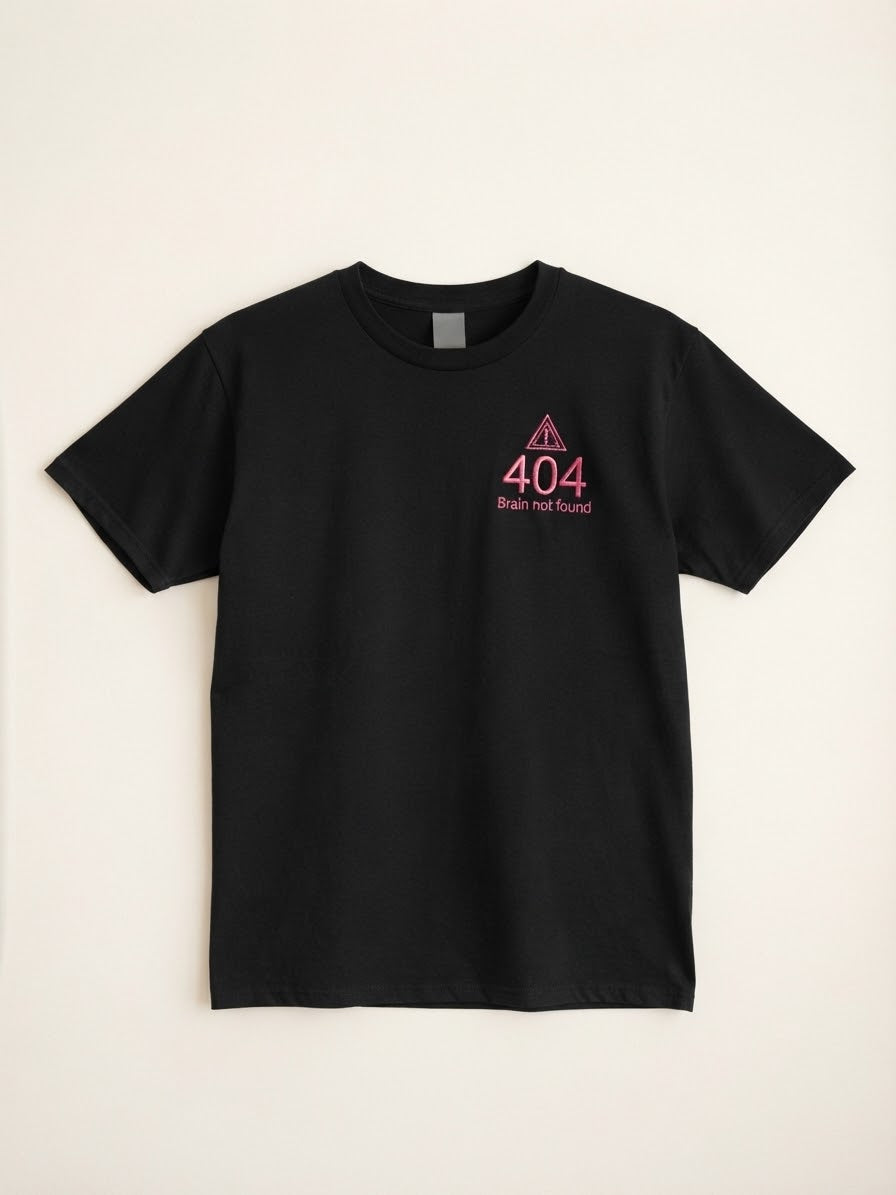 404 Brain Not Found Tee — Embroidered